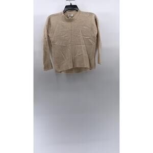M MAGASCHONI Women's Beige Cashmere Crewneck Long Sleeve Sweater SZ M